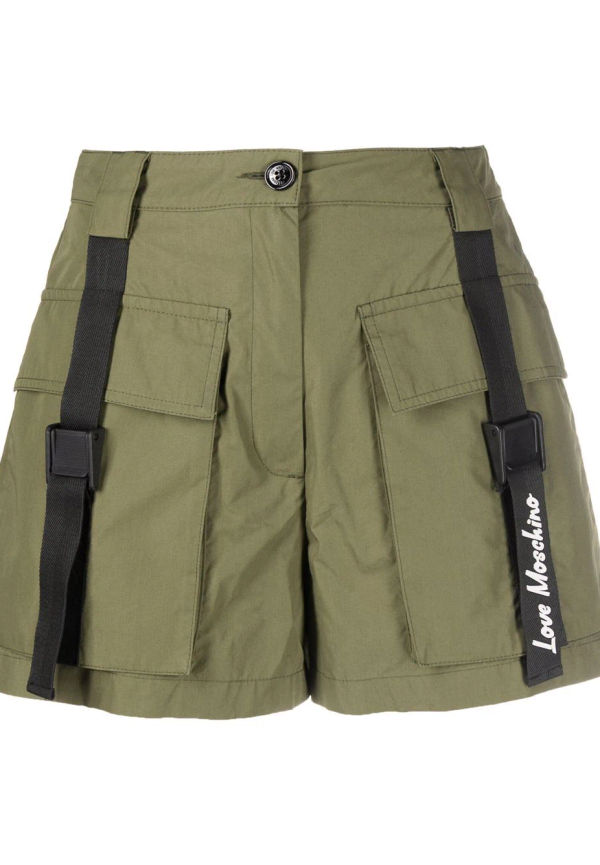 Love Moschino plisserade shorts med logotypband - Grön