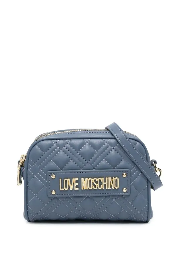 Love Moschino quiltad axelremsväska - Blå