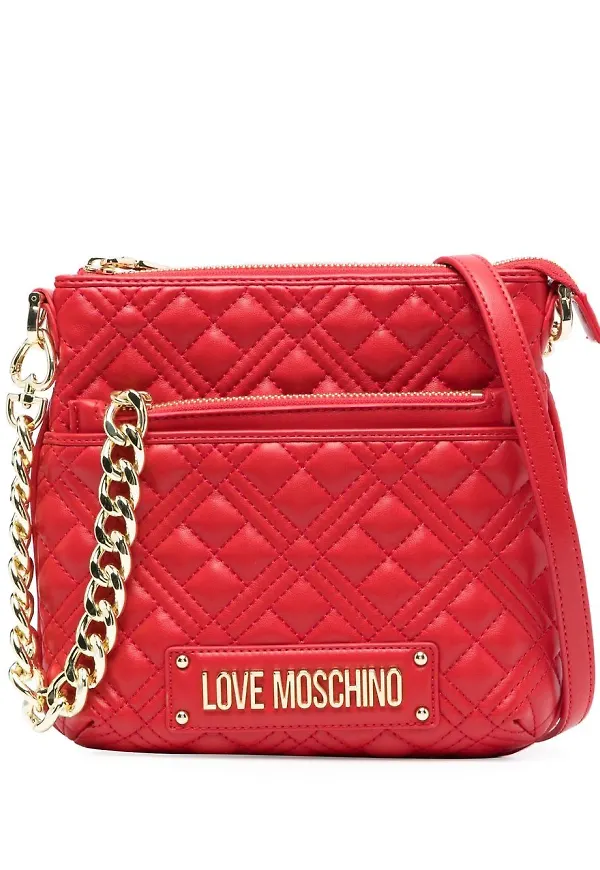 Love Moschino quiltad axelremsväska - Röd