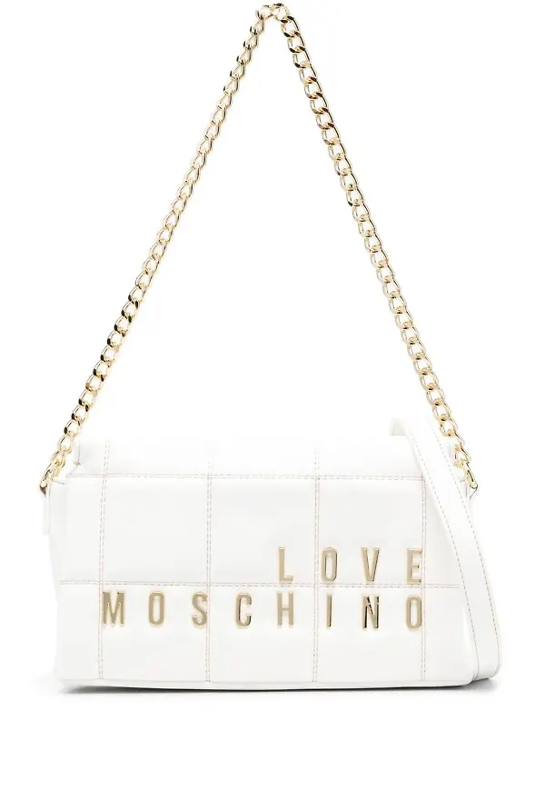 Love Moschino quiltad axelremsväska - Vit
