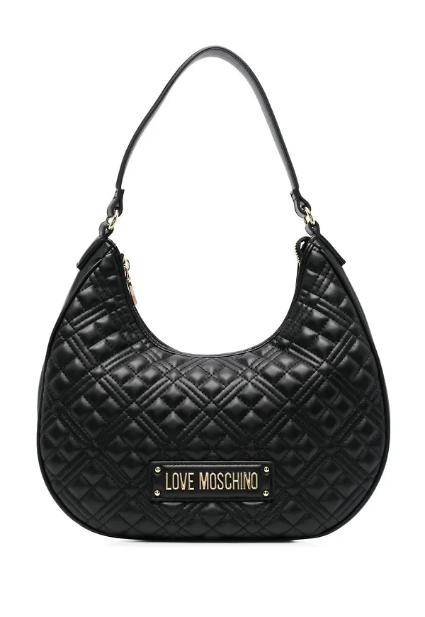 Love Moschino quiltad axelremsväska med logotyp - Svart