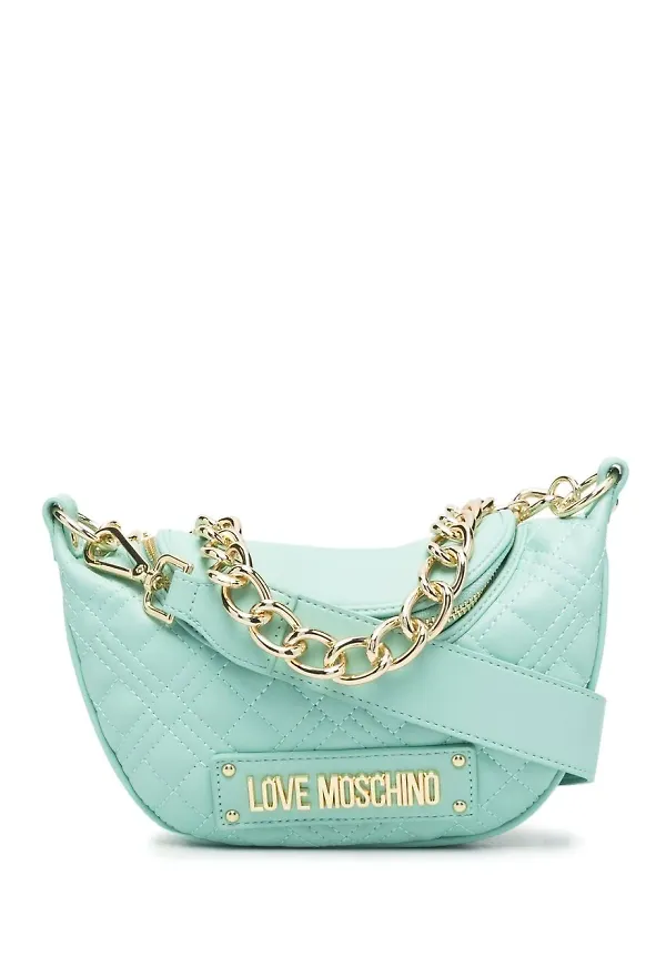 Love Moschino quiltad axelväska med logotyp - Grön