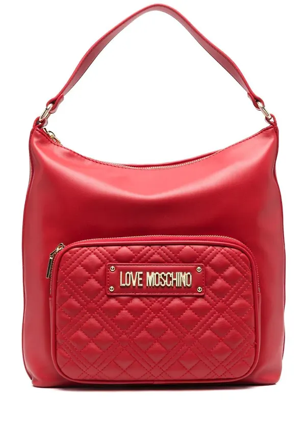 Love Moschino quiltad axelväska med logotyp - Röd