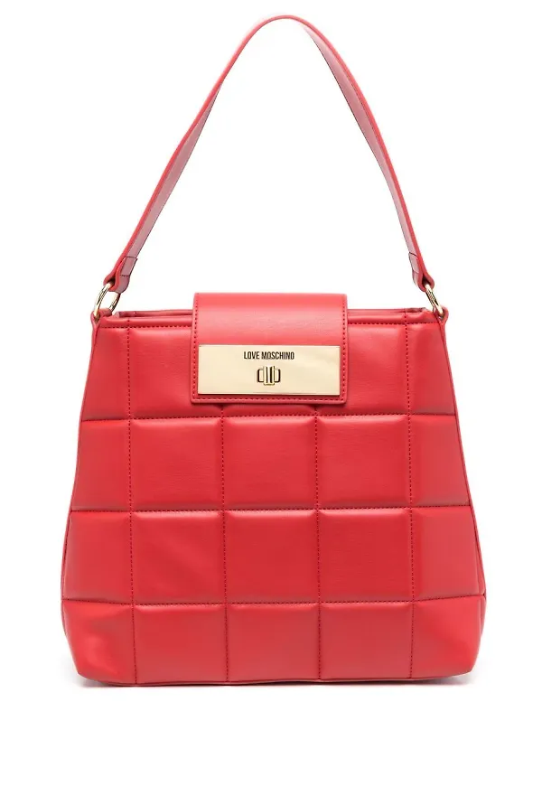 Love Moschino quiltad axelväska med logotyp - Röd