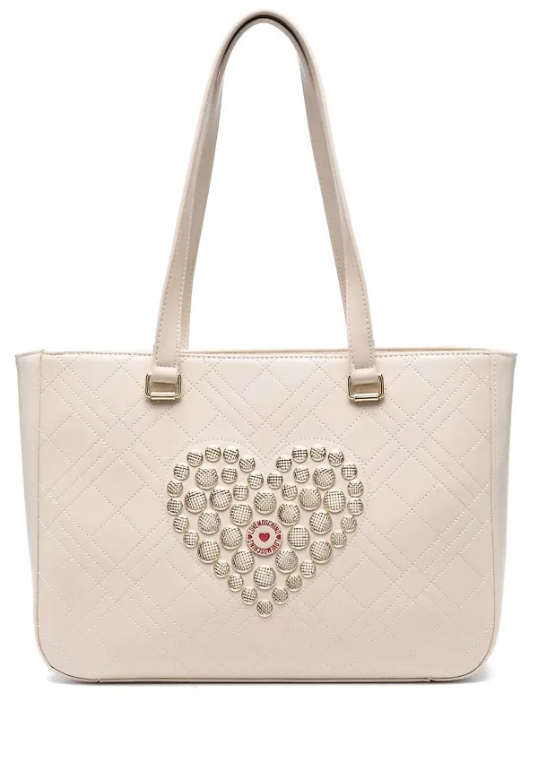 Love Moschino quiltad totebag med hjärtmotiv - Neutral