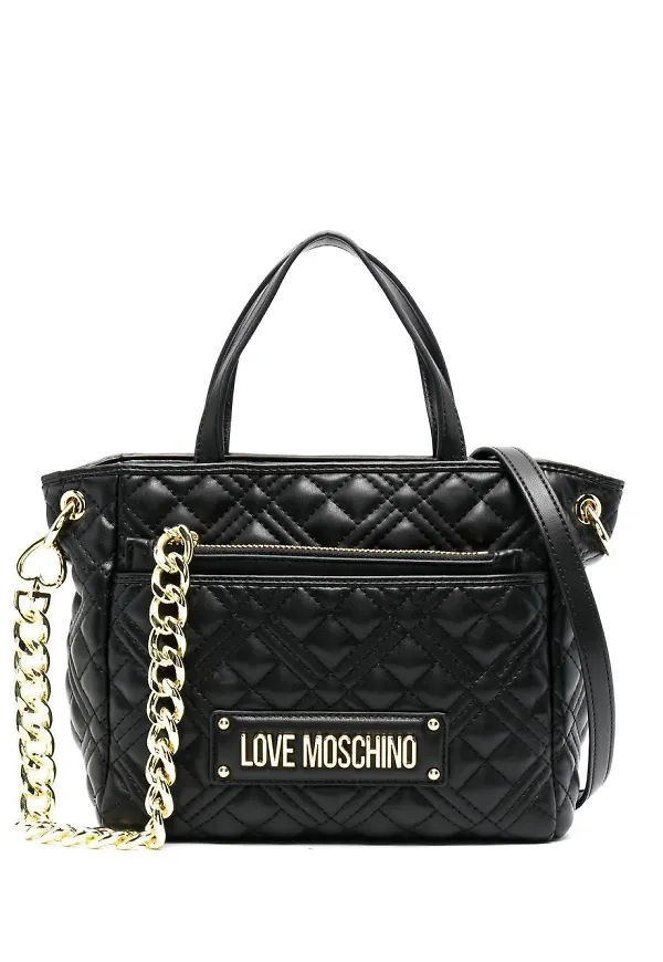 Love Moschino quiltad totebag med logotyp - Svart