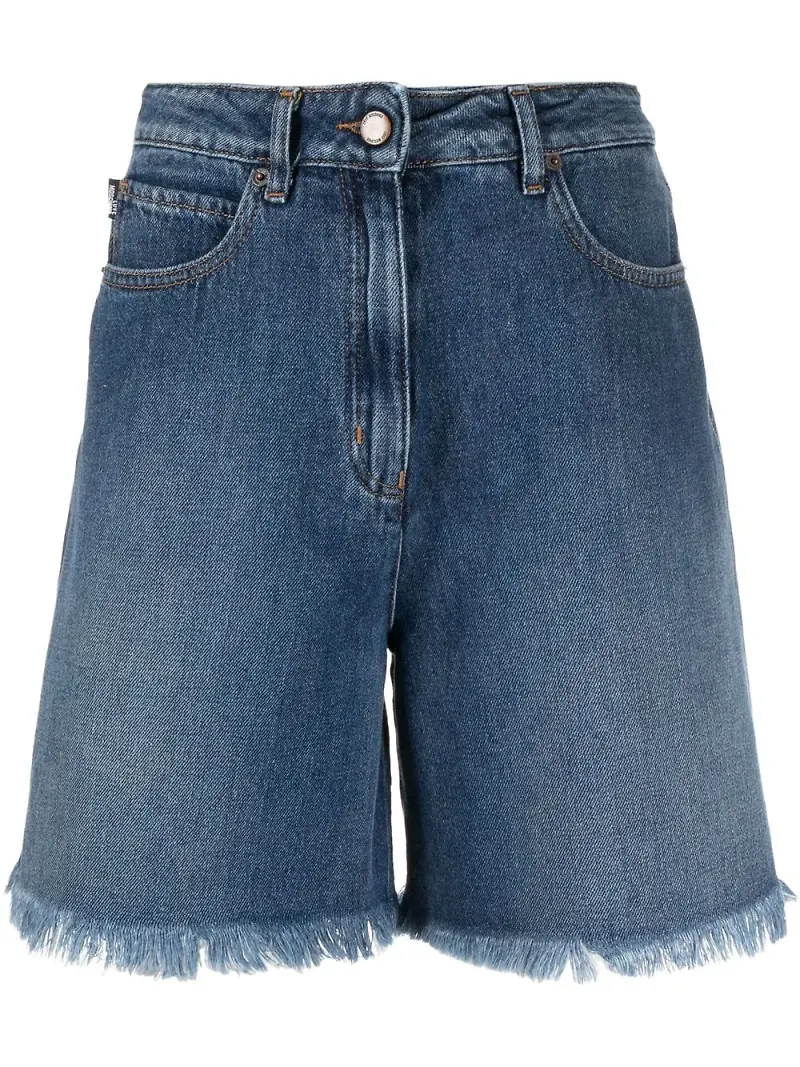 Love Moschino raka shorts med hög midja - Blå