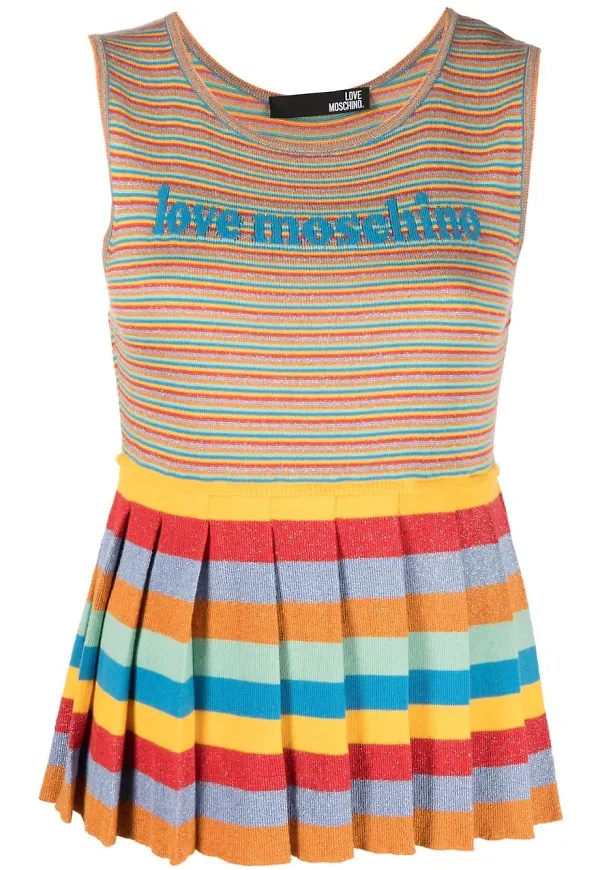 Love Moschino randig topp med broderad logotyp - Neutral
