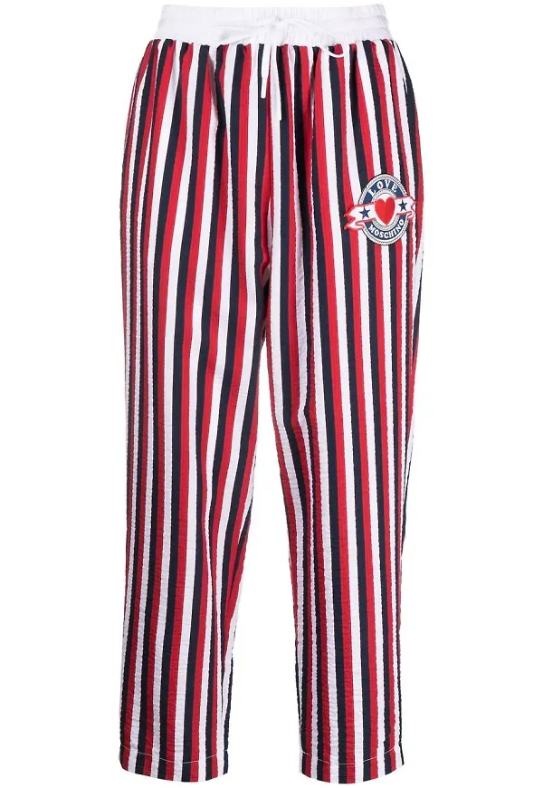 Love Moschino randiga byxor med dragsko - Vit