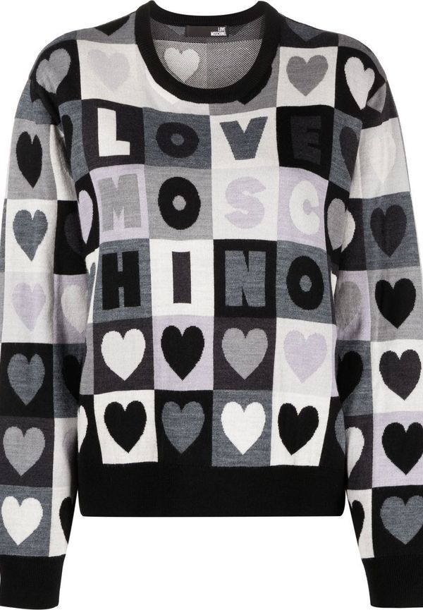 Love Moschino rutig tröja med logotyp - Svart