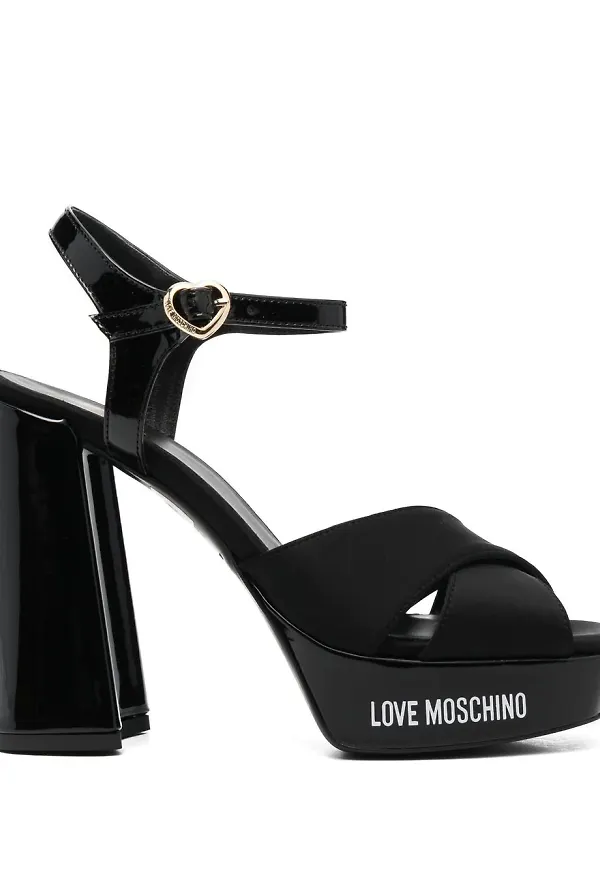 Love Moschino sandaler med blockklack 130 mm - Svart
