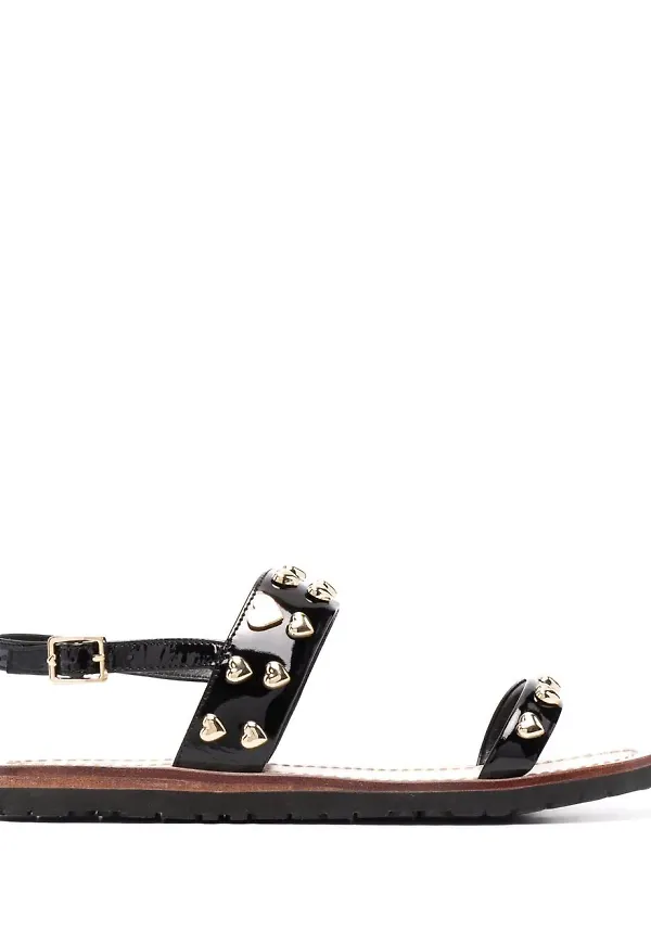 Love Moschino sandaler med hjärtformade nitar - Svart