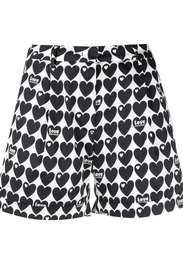 Love Moschino skräddade shorts med hjärttryck - Vit