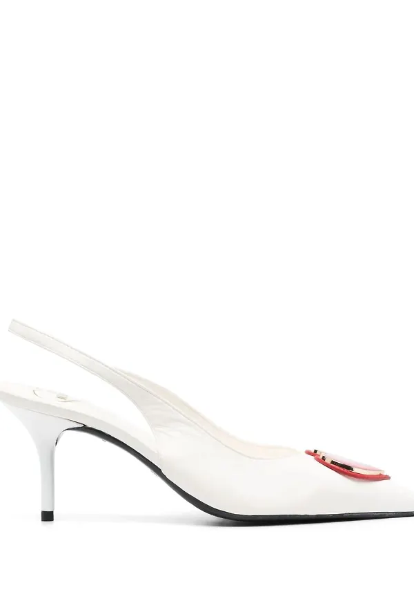 Love Moschino slingback-pumps med plakett - Vit