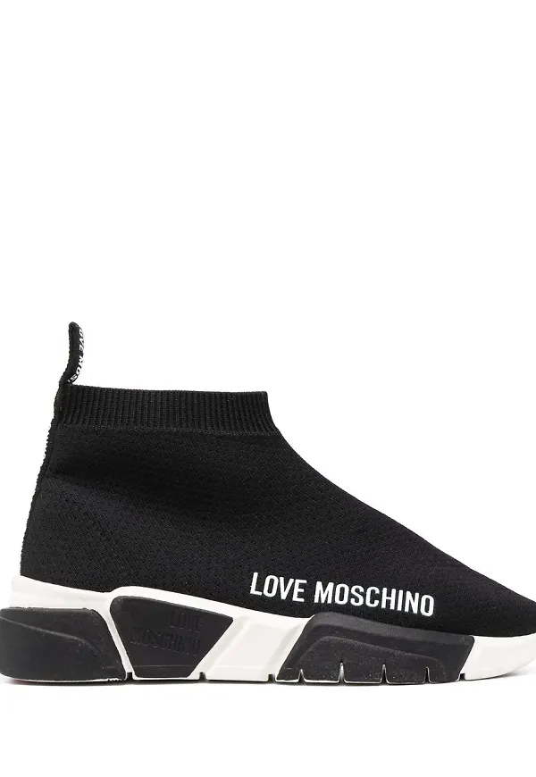 Love Moschino slip on-sneakers med logotyp - Svart