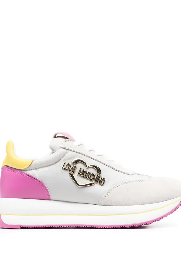 Love Moschino sneakers med färgblock - Vit
