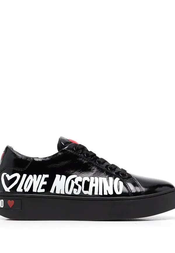 Love Moschino sneakers med hjärtmotiv - Svart