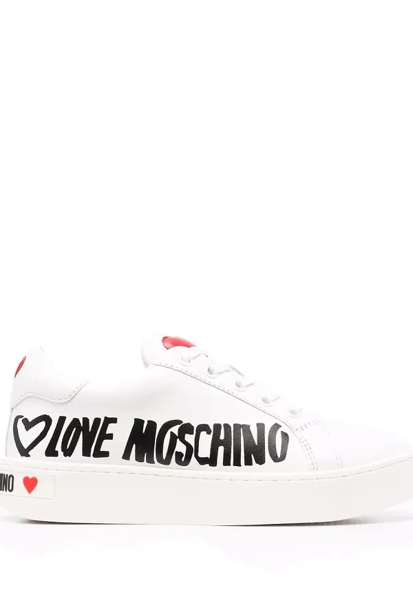 Love Moschino sneakers med hjärtmotiv - Vit