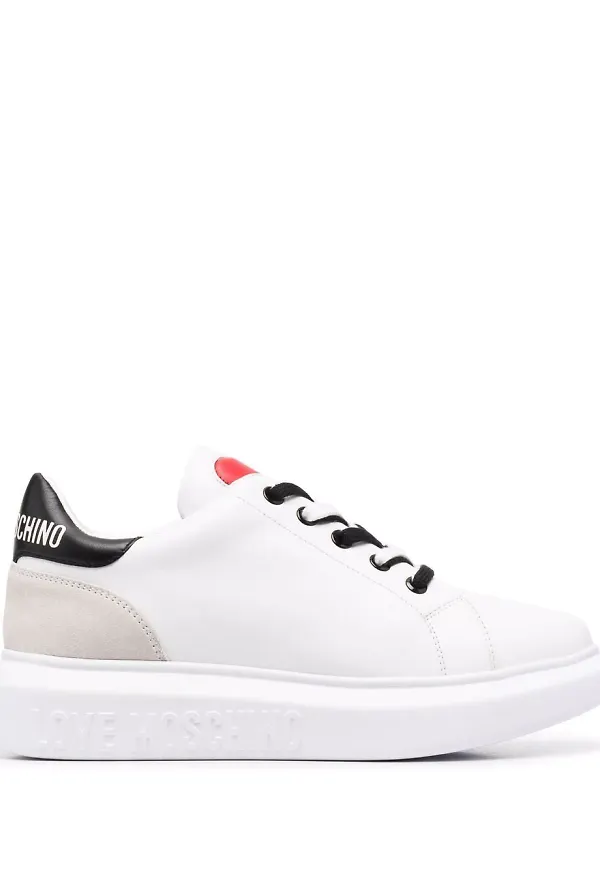 Love Moschino sneakers med hjärtmotiv - Vit