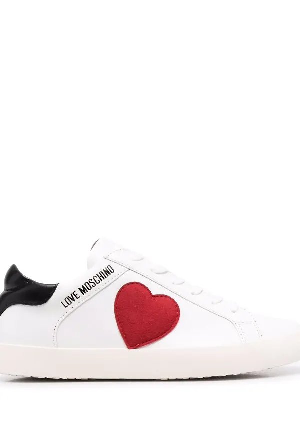 Love Moschino sneakers med hjärttryck - Vit