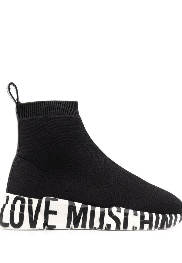 Love Moschino stickade sneakers med logotyp - Svart