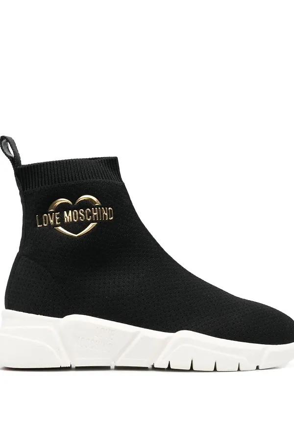 Love Moschino stickade sneakers med logotyp - Svart