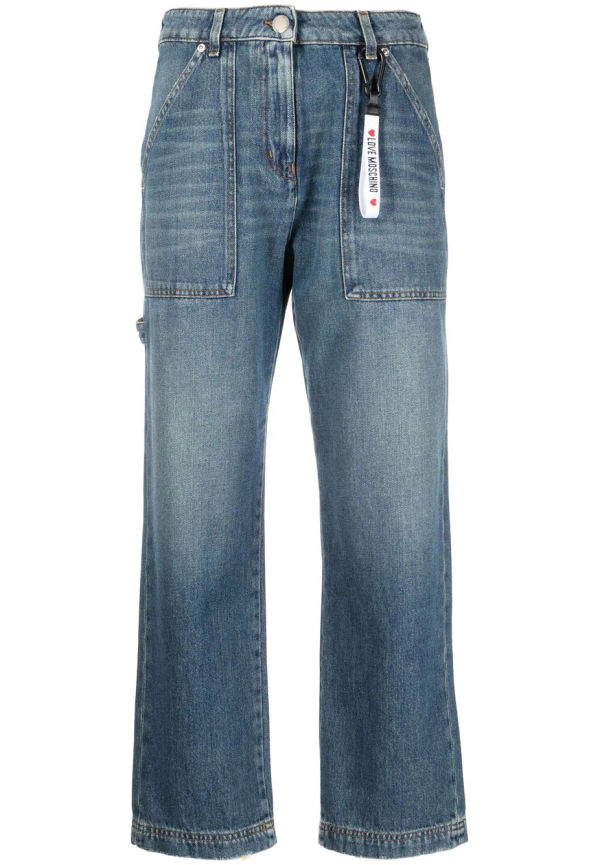 Love Moschino straight-jeans med logotyp - Blå