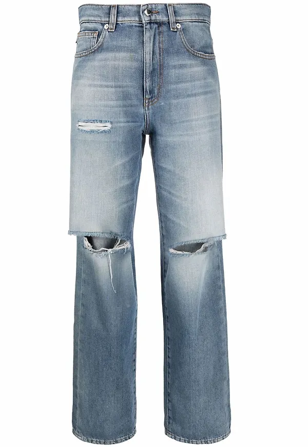 Love Moschino straight-jeans med slitning - Blå
