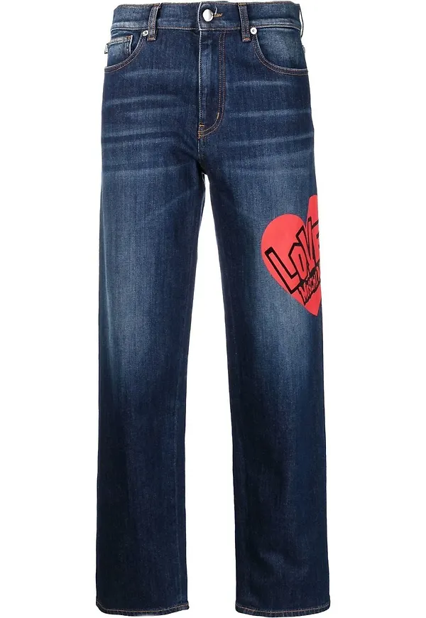 Love Moschino straight-jeans med tryck - Blå