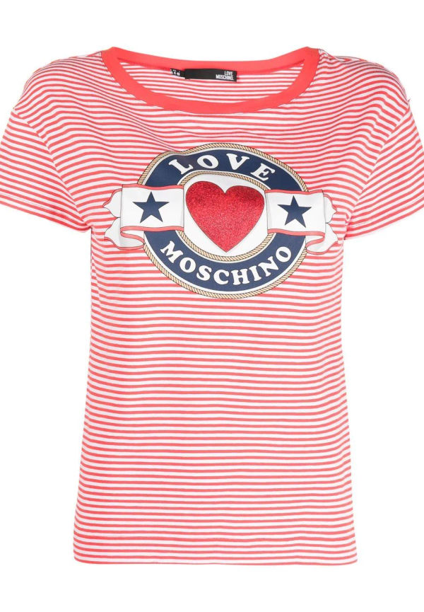 Love Moschino striped logo T-shirt - Röd