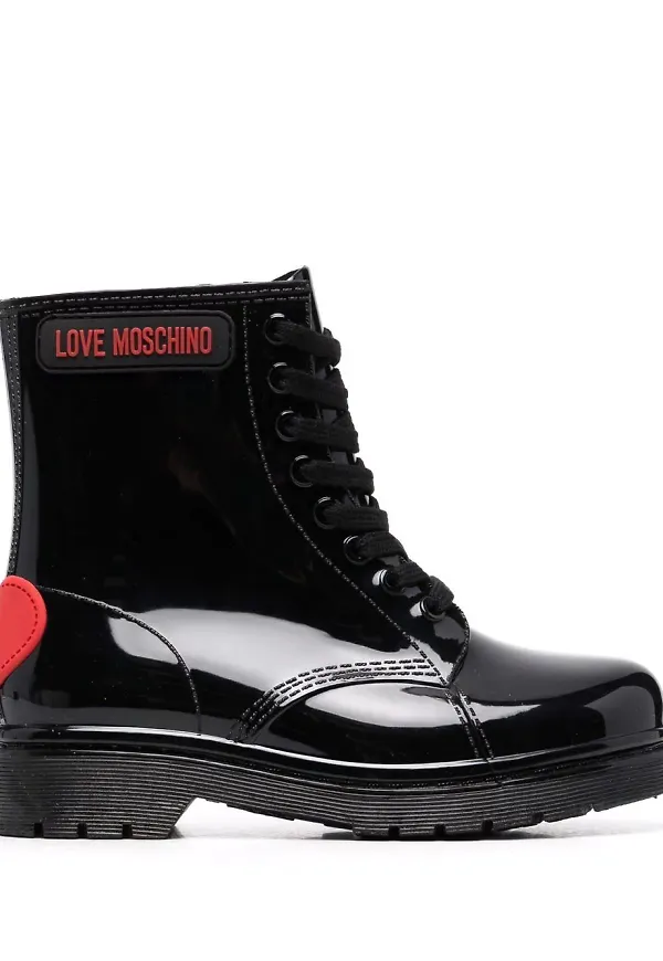 Love Moschino stövlar med hjärtmotiv - Svart