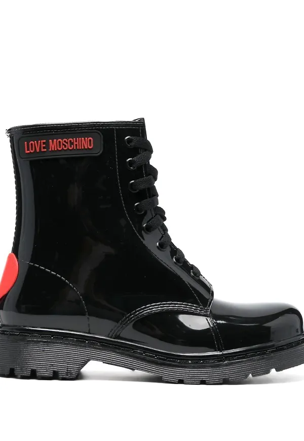 Love Moschino stövlar med snörning - Svart