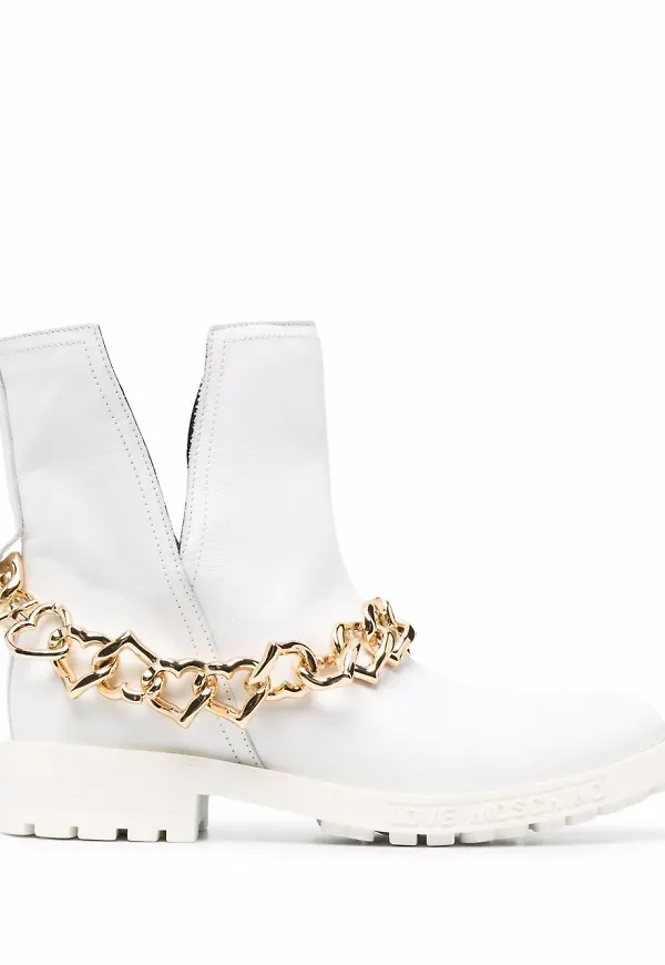 Love Moschino stövletter med kedja - Vit