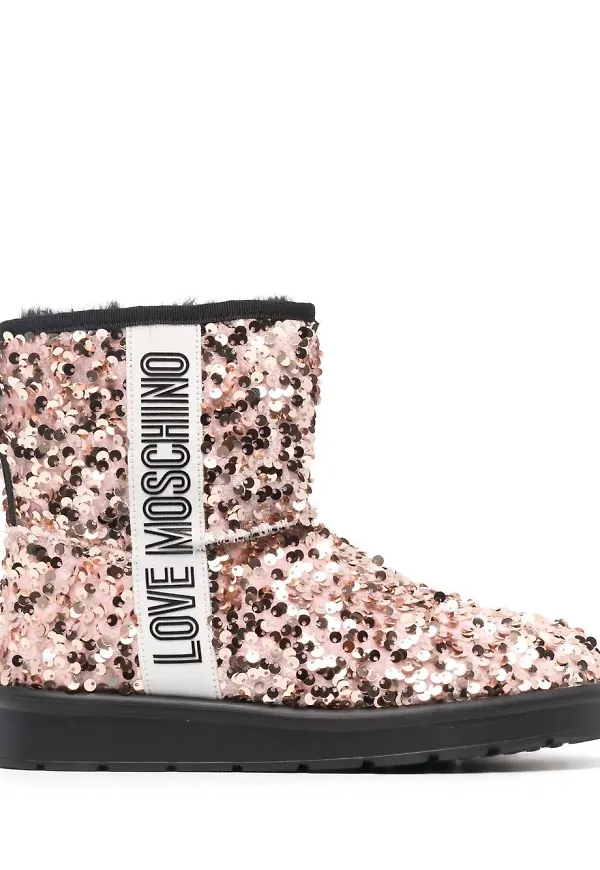 Love Moschino stövletter med paljettdetalj - Rosa