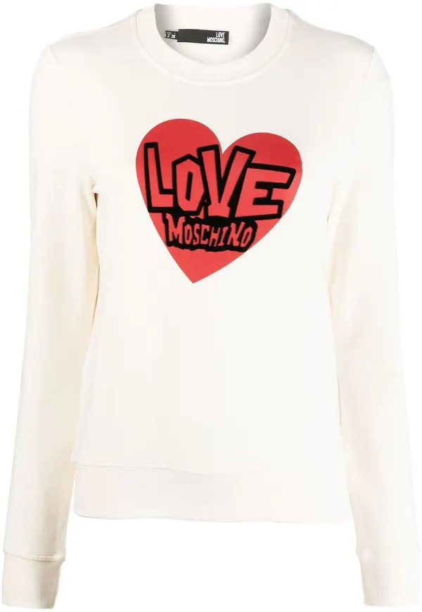 Love Moschino sweatshirt med hjärttryck - Vit