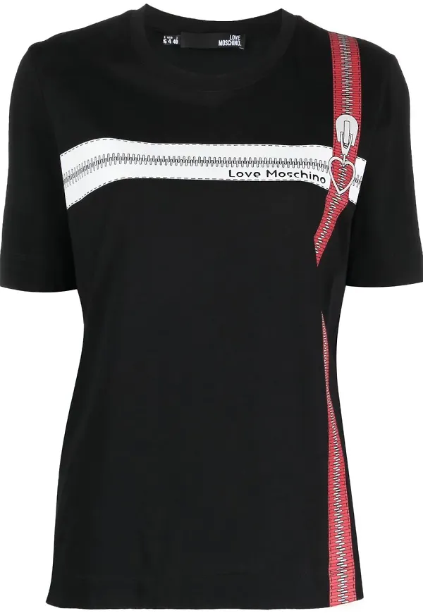 Love Moschino t-shirt med dragkedja - Svart