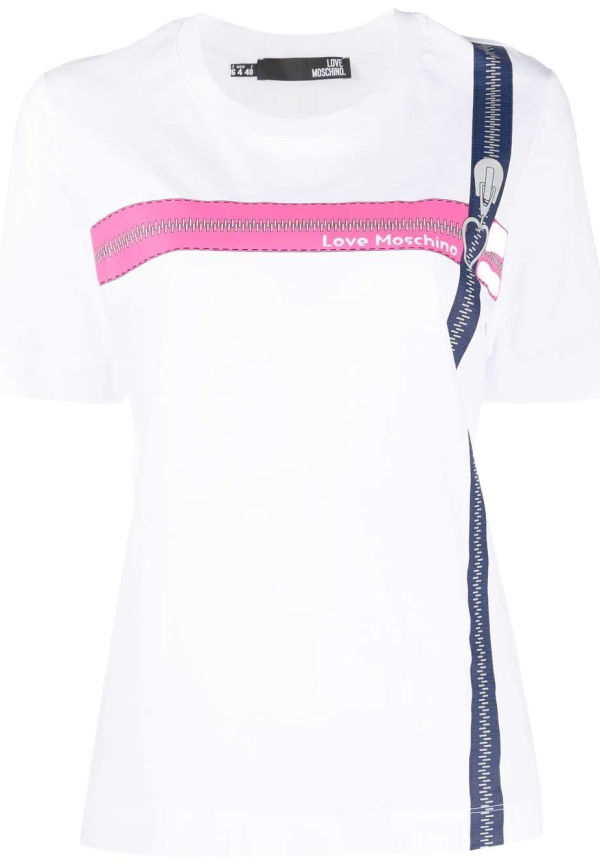 Love Moschino t-shirt med dragkedja - Vit