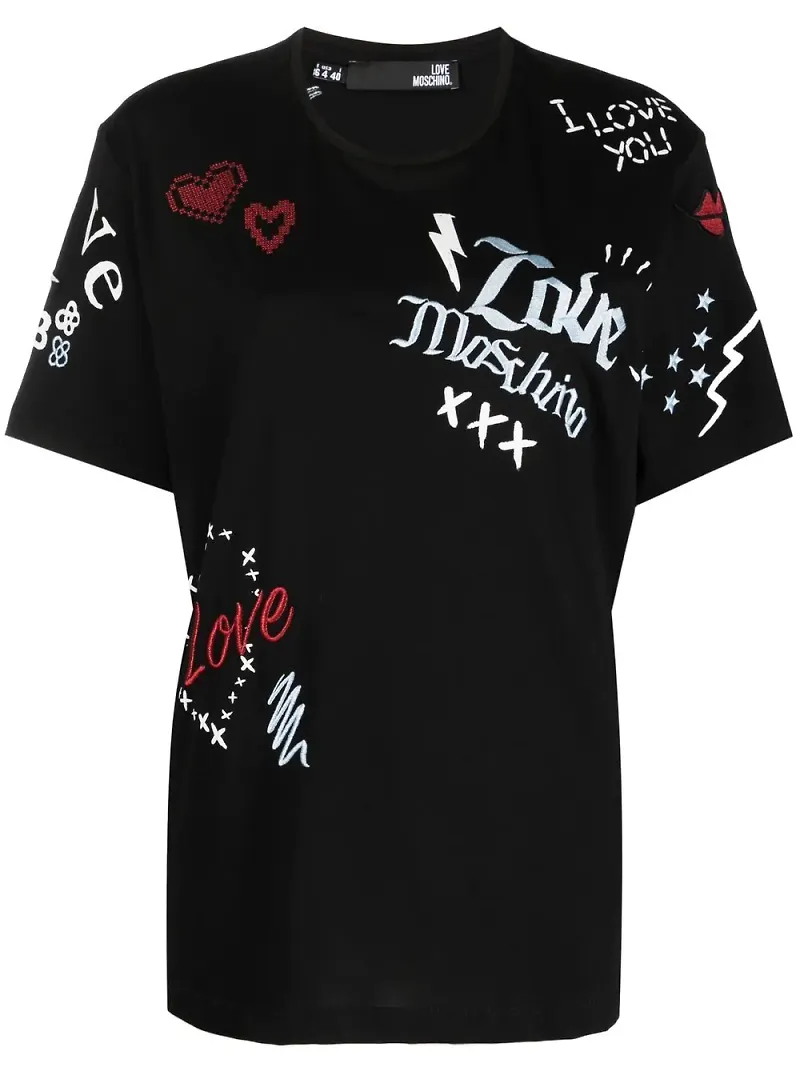 Love Moschino t-shirt med grafiskt tryck - Svart