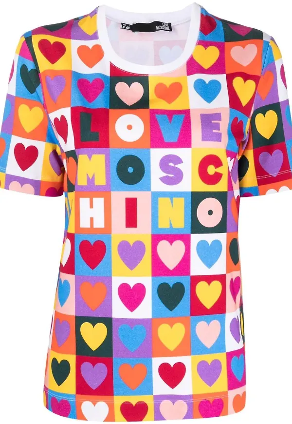 Love Moschino t-shirt med hjärtmotiv - Blå
