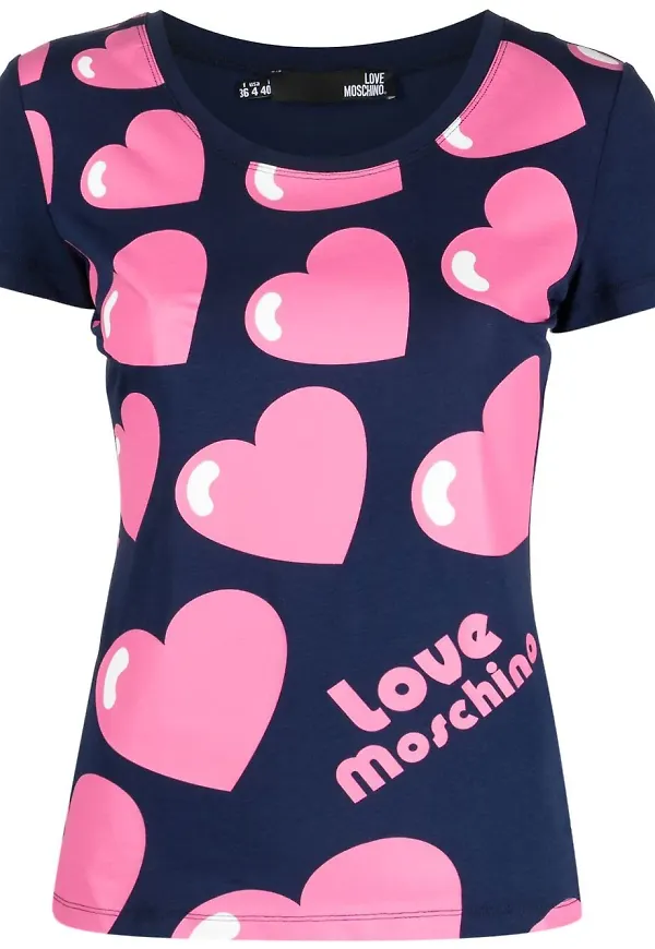 Love Moschino t-shirt med hjärttryck - Blå