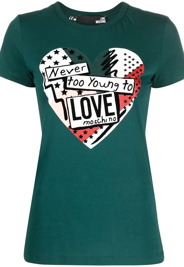 Love Moschino t-shirt med hjärttryck - Grön