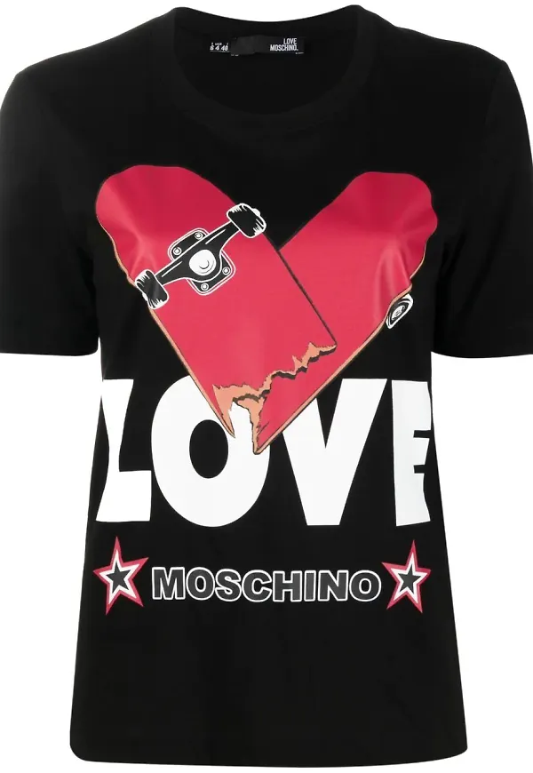 Love Moschino t-shirt med hjärttryck - Svart