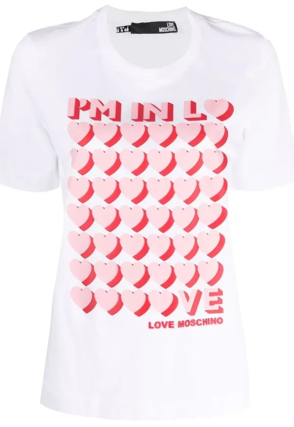 Love Moschino t-shirt med hjärttryck - Vit