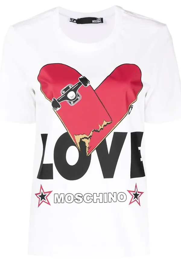 Love Moschino t-shirt med hjärttryck - Vit