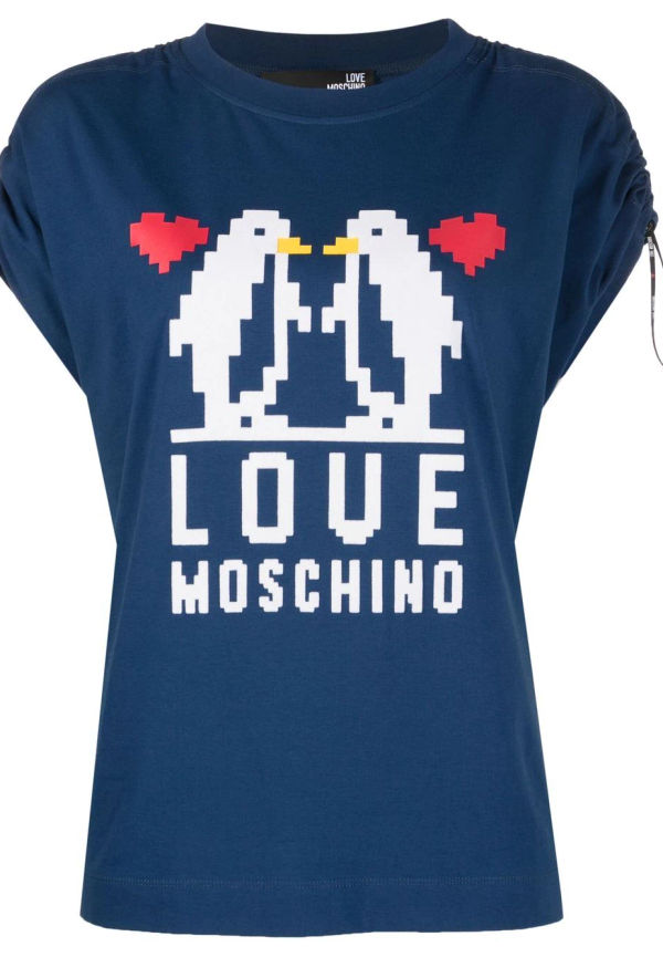 Love Moschino t-shirt med logotyp - Blå