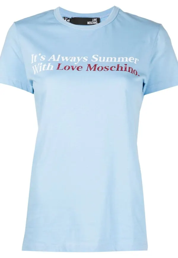 Love Moschino t-shirt med slogan - Blå