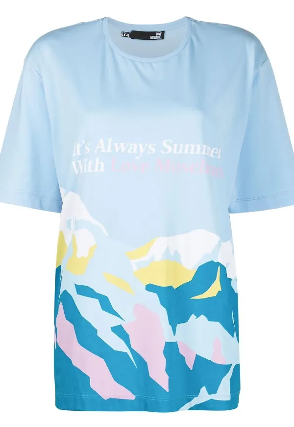 Love Moschino t-shirt med slogan - Blå