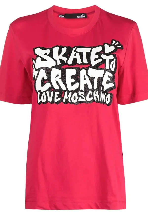 Love Moschino t-shirt med slogan - Rosa