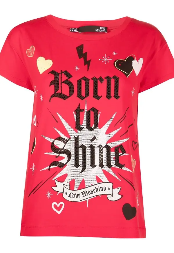 Love Moschino t-shirt med slogan - Röd