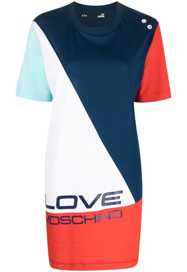Love Moschino t-shirtklänning med färgblock - Vit